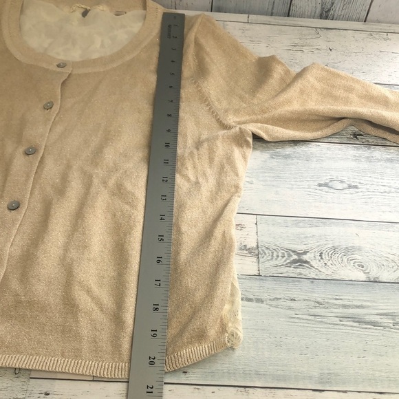 Anthropologie Knitted & Knotted Gold Lace Back Cardigan Large - Picture 9 of 12